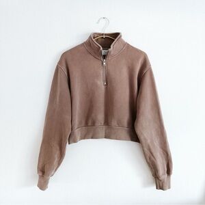Tna Airy Fleece Boyfriend 1/4 Zip Cropped Sweatshirt - Size Small